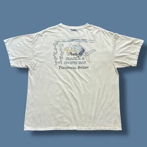 Vintage Thrashed Shirt Belize Tipsy Tuna Bar Tee Faded White XL Distressed